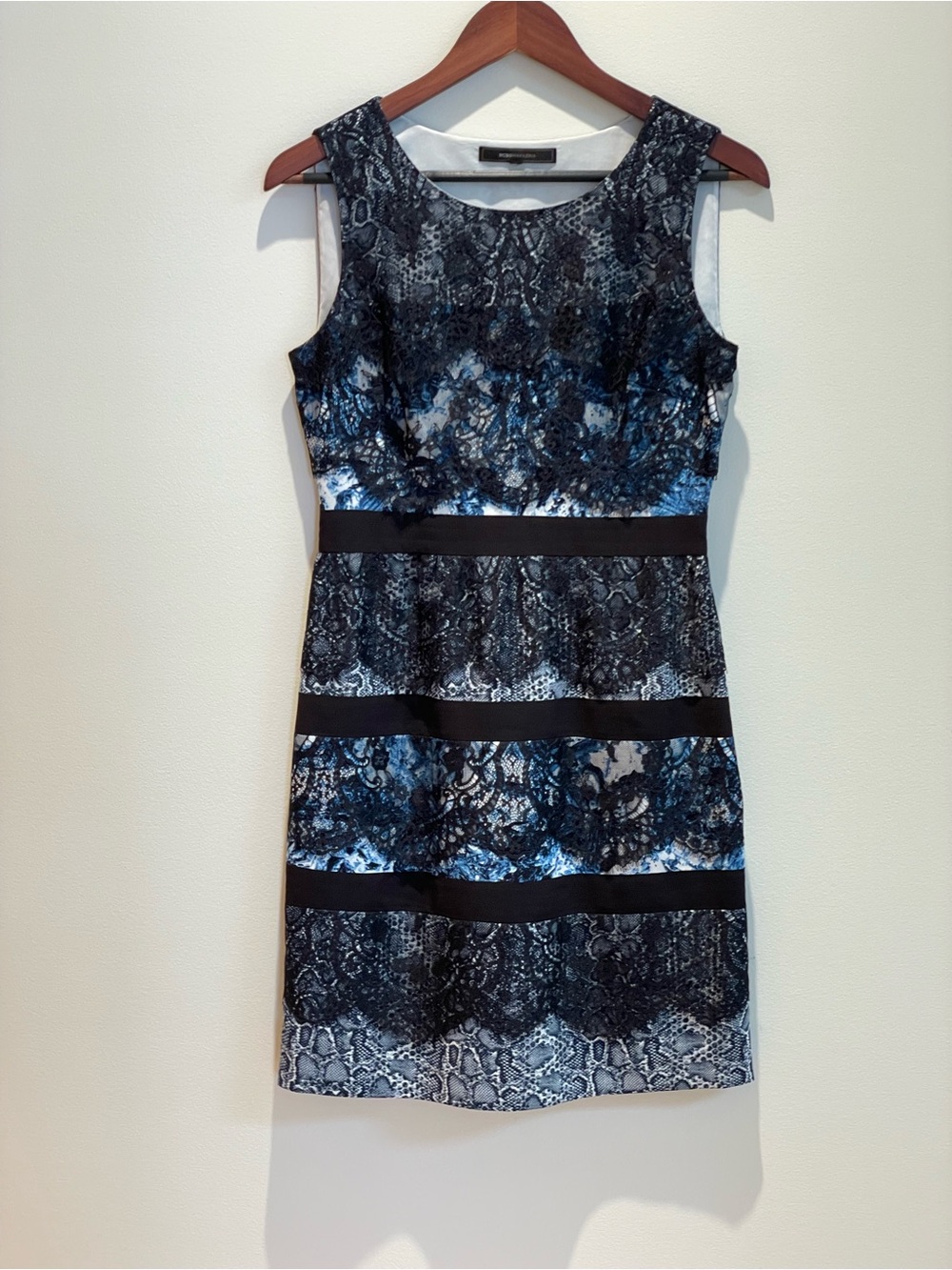 Mossimo Supply Co. Blue Black Lace-Print Sleeveless Sheath Dress - Picture 2 of 5